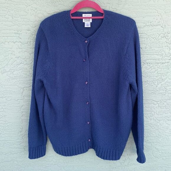Vintage Leon Levin Blue Cardigan Sz PL - Picture 1 of 13